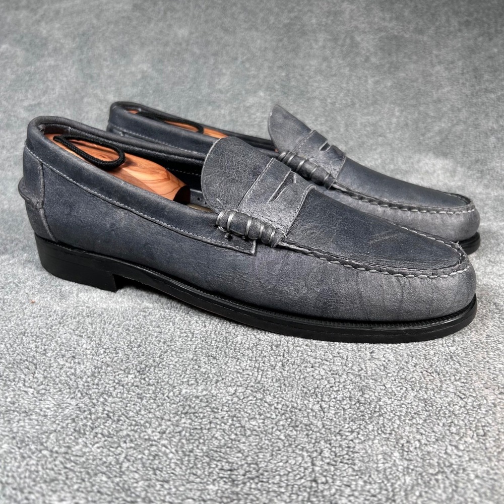 Sebago Penny Loafers Classic Dan Mens 9 M Gray Distressed Leather -NEW